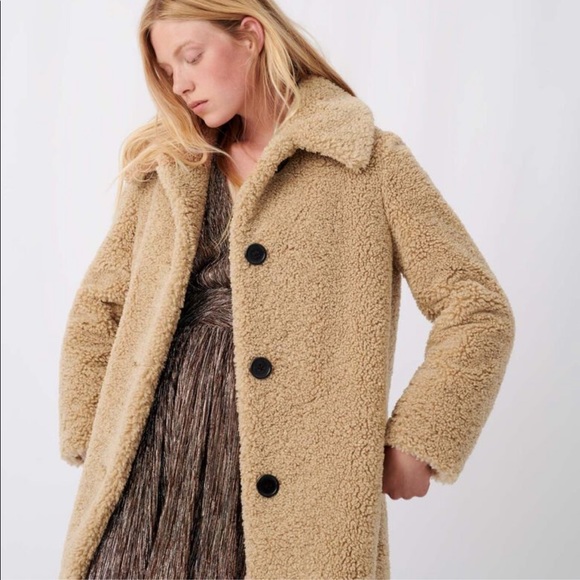 Maje Gatino Faux Shearling Coat Teddy 